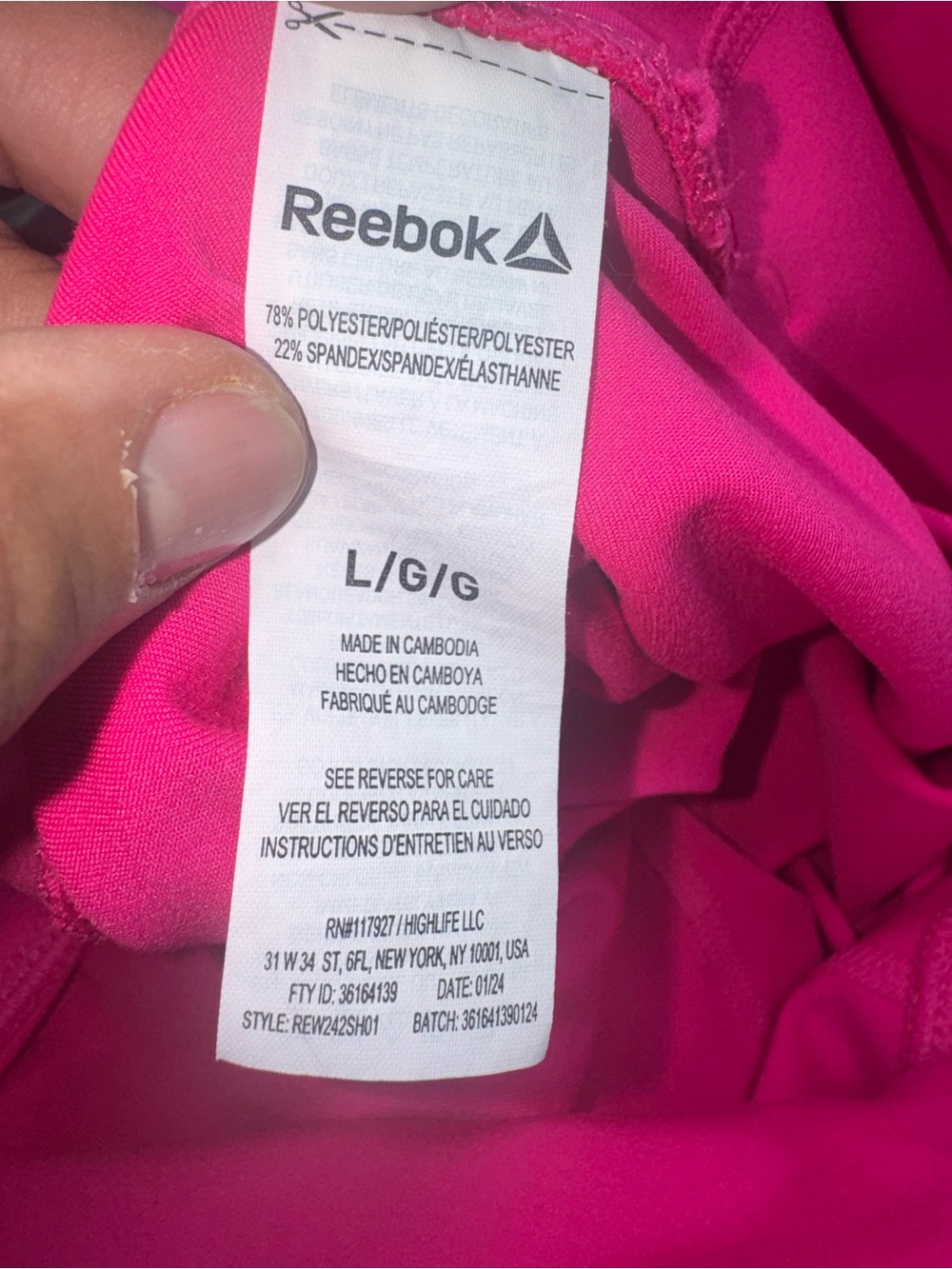Reebok Vibrant Hot Pink Biker Shorts Athletic w Zipper Pocket – Size Large - EUC - Picture 4 of 6